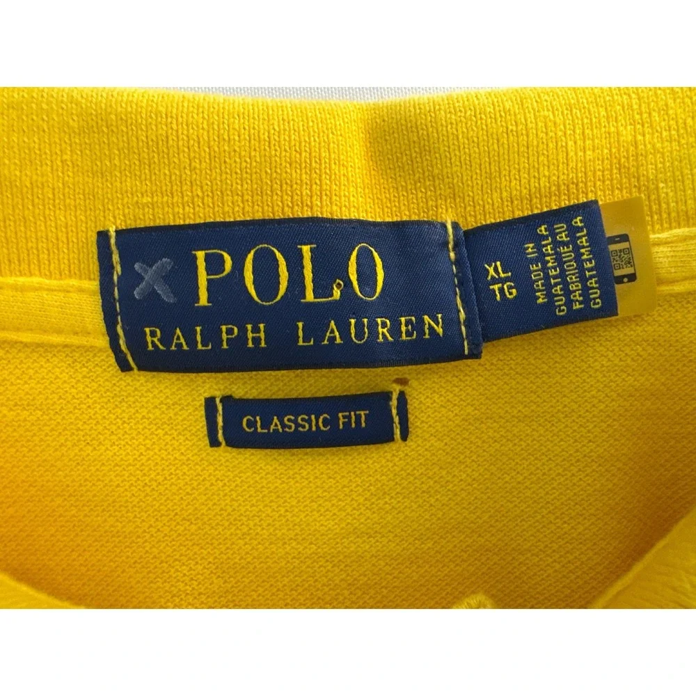 Polo Ralph Lauren Mens XL Yellow Classic Fit Short Sleeve Pique Polo Shirt